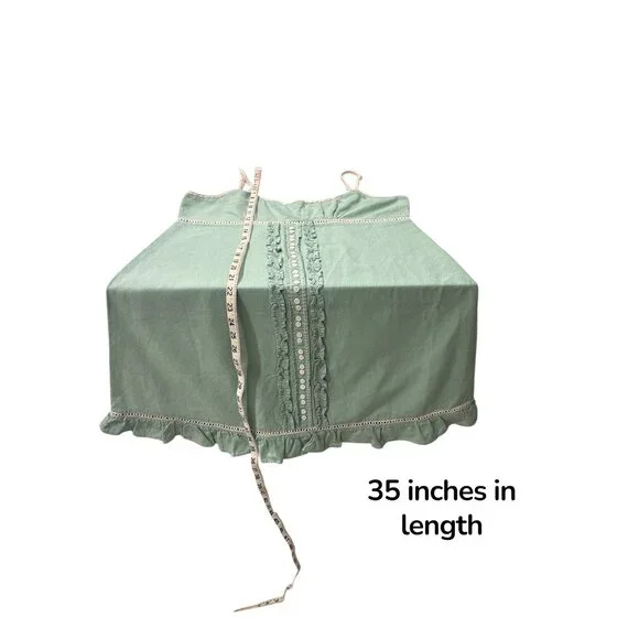 Lollia Linen Blend Mini Dress Womens Large Green Boho Spaghetti Strap Sundress - Picture 8 of 8